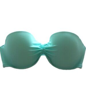 Victoria’s Secret Bikini Top 36C Aqua Strapless Push Up Swimwear Beach Bathing S